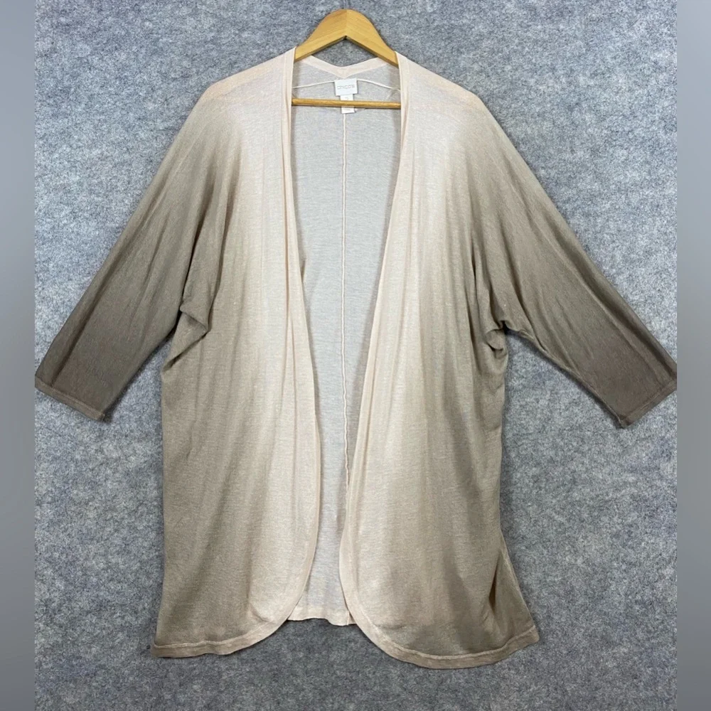 Chico’s Cardigan Sweater 2 Piece Set Size 2(L) Pale Pink‎ Brown Ombré Open Front